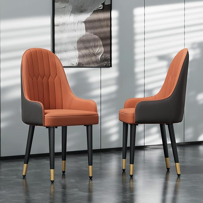Modern Leather Dining Chairs Sleek Upholstered Design with Sturdy Frame for Comfortable Seating