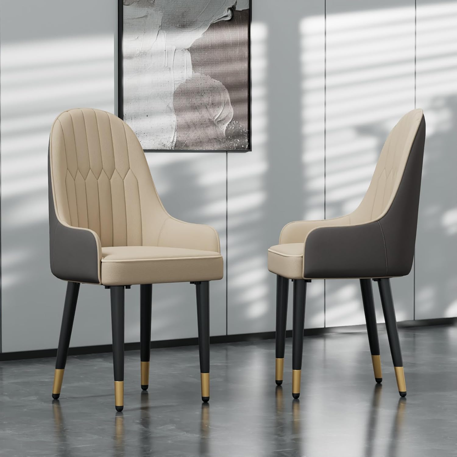 Modern Leather Dining Chairs Sleek Upholstered Design with Sturdy Frame for Comfortable Seating