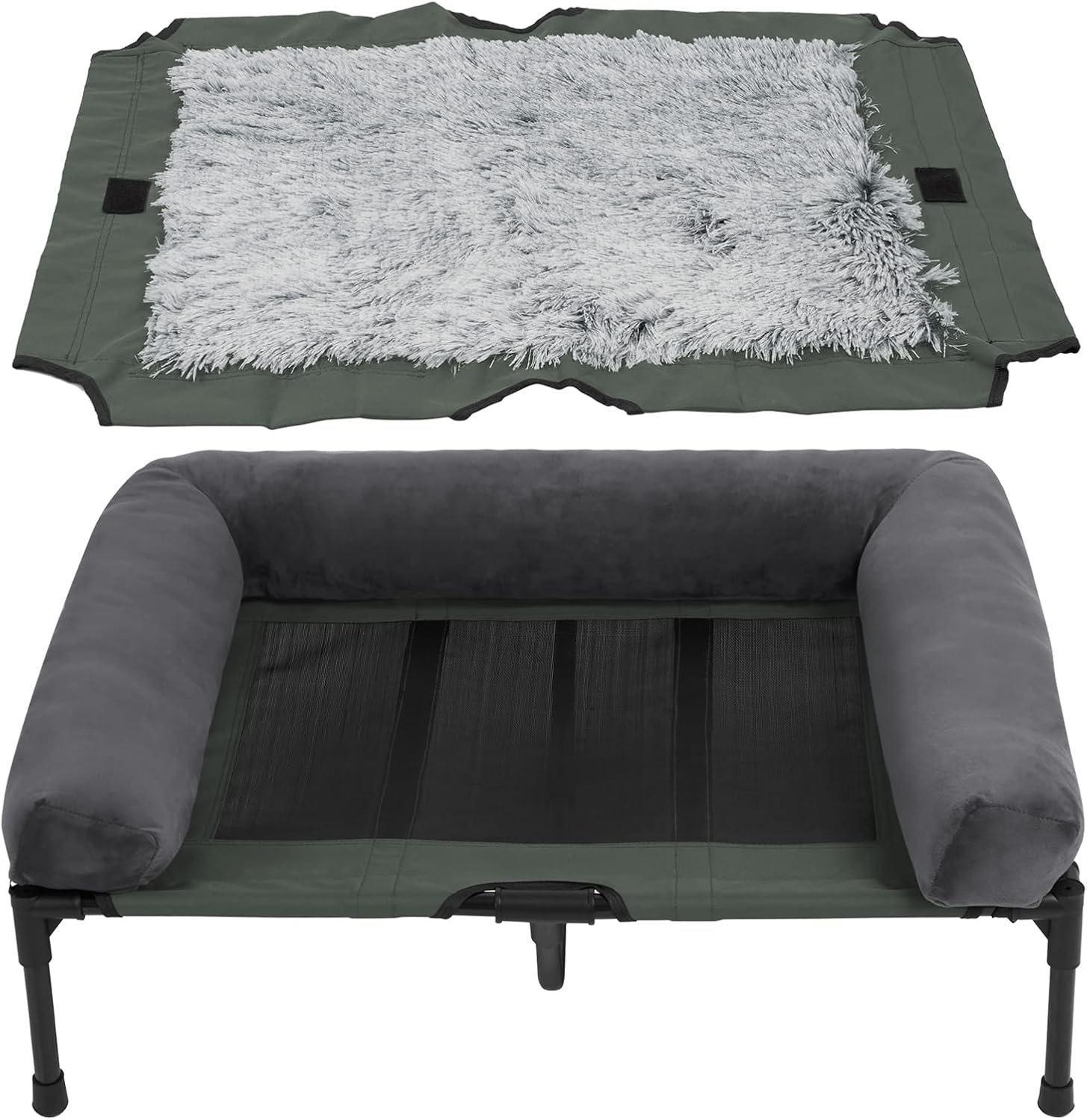 Bolster Dog Cot Elevated Bed with Supportive Sides, Breathable Mesh for Cooling Comfort and Durability