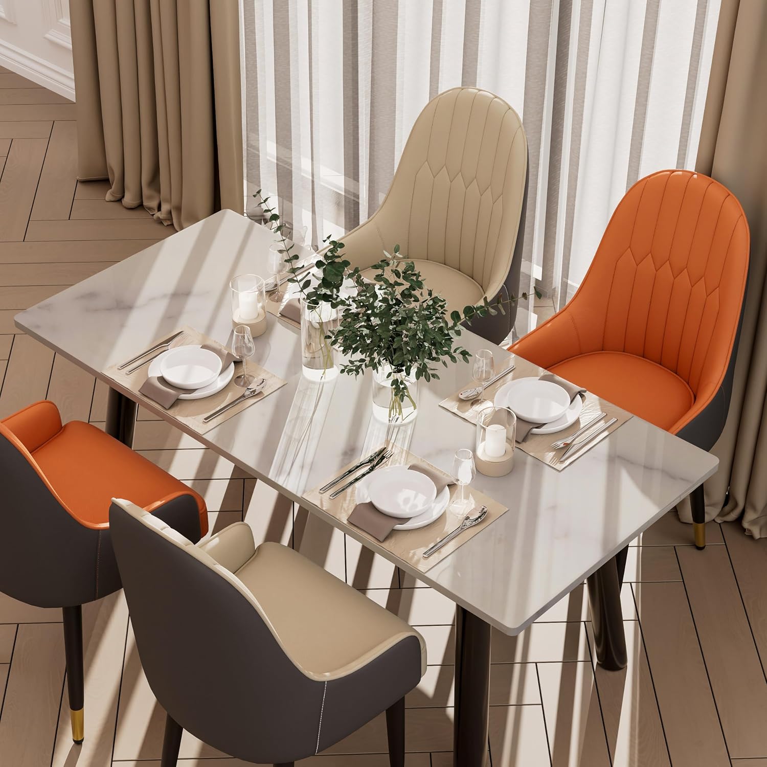 Modern Leather Dining Chairs Sleek Upholstered Design with Sturdy Frame for Comfortable Seating
