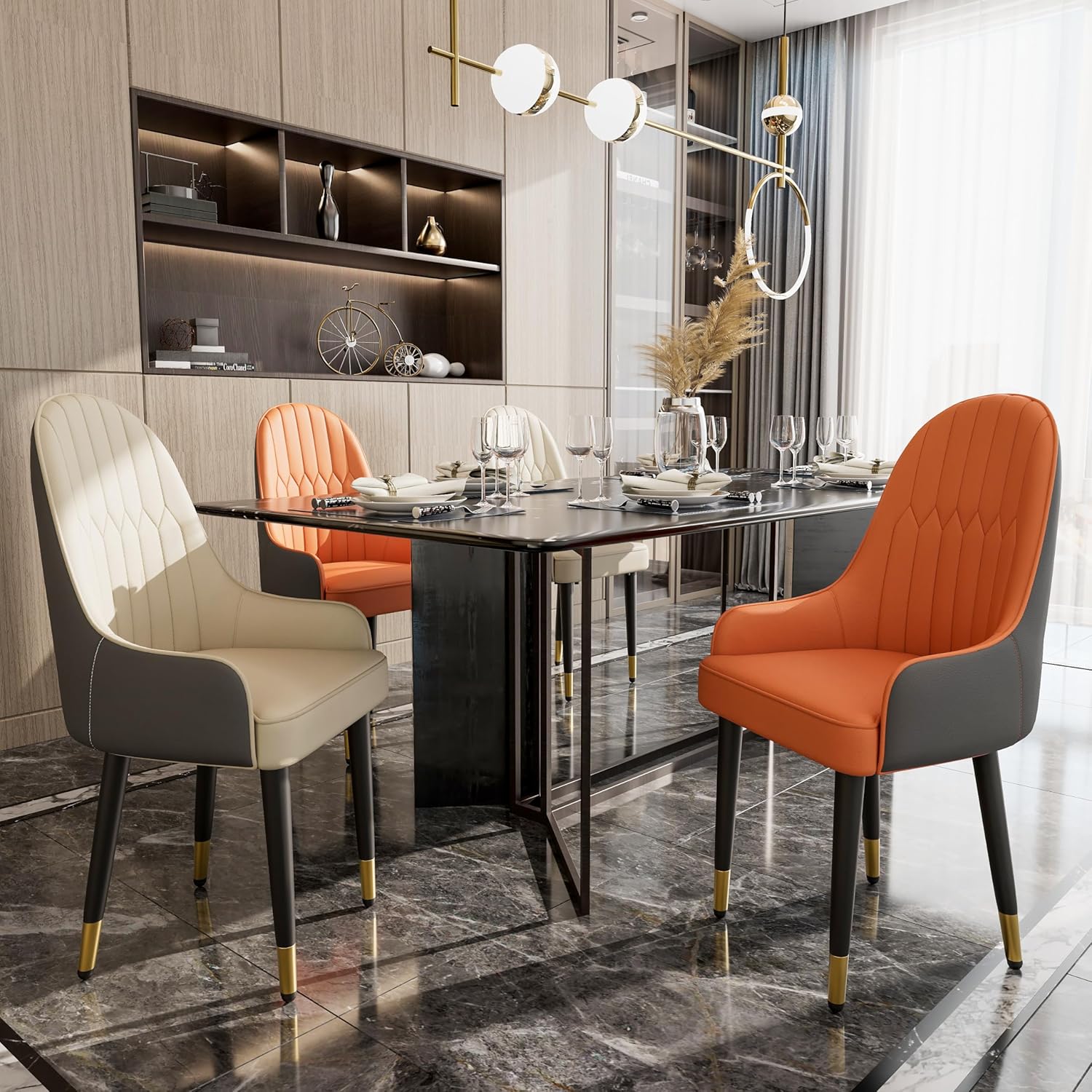 Modern Leather Dining Chairs Sleek Upholstered Design with Sturdy Frame for Comfortable Seating