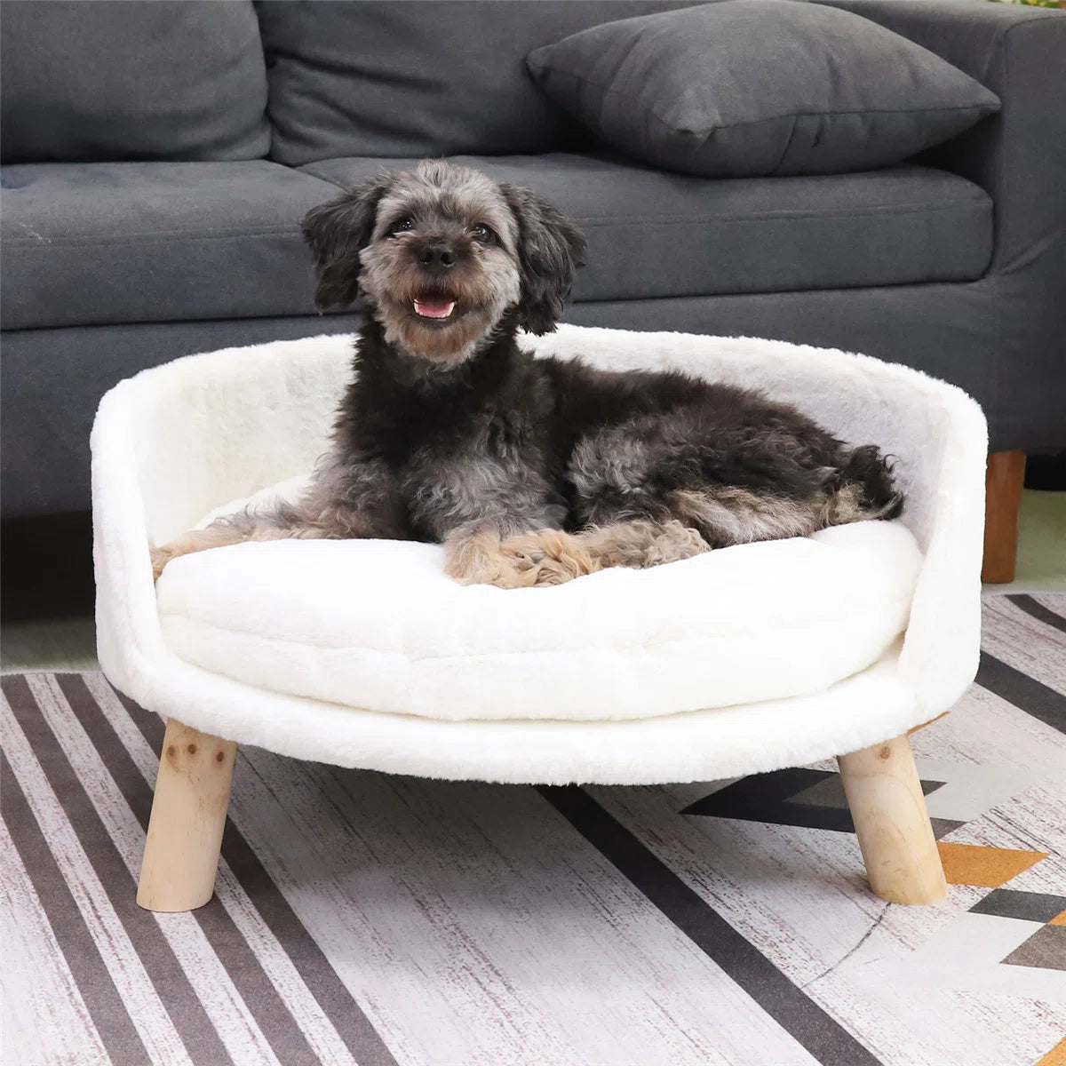Ultra Soft Pet Sofa Bed Plush Comfort with Supportive Cushion for Small and Medium Pets