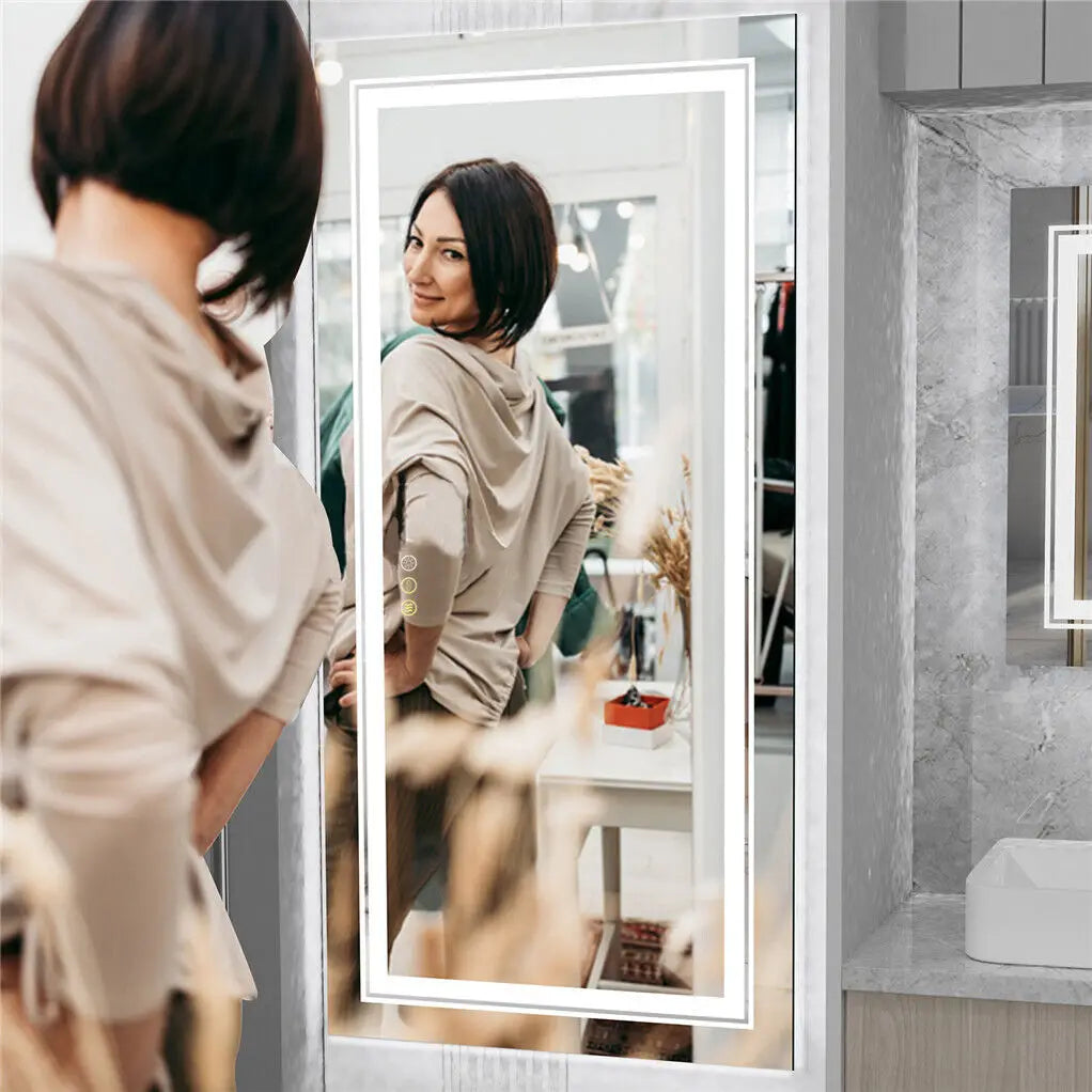 Frameless Double Light Mirror Modern Design with Dual LED Lighting for Clear Reflection and Stylish Look