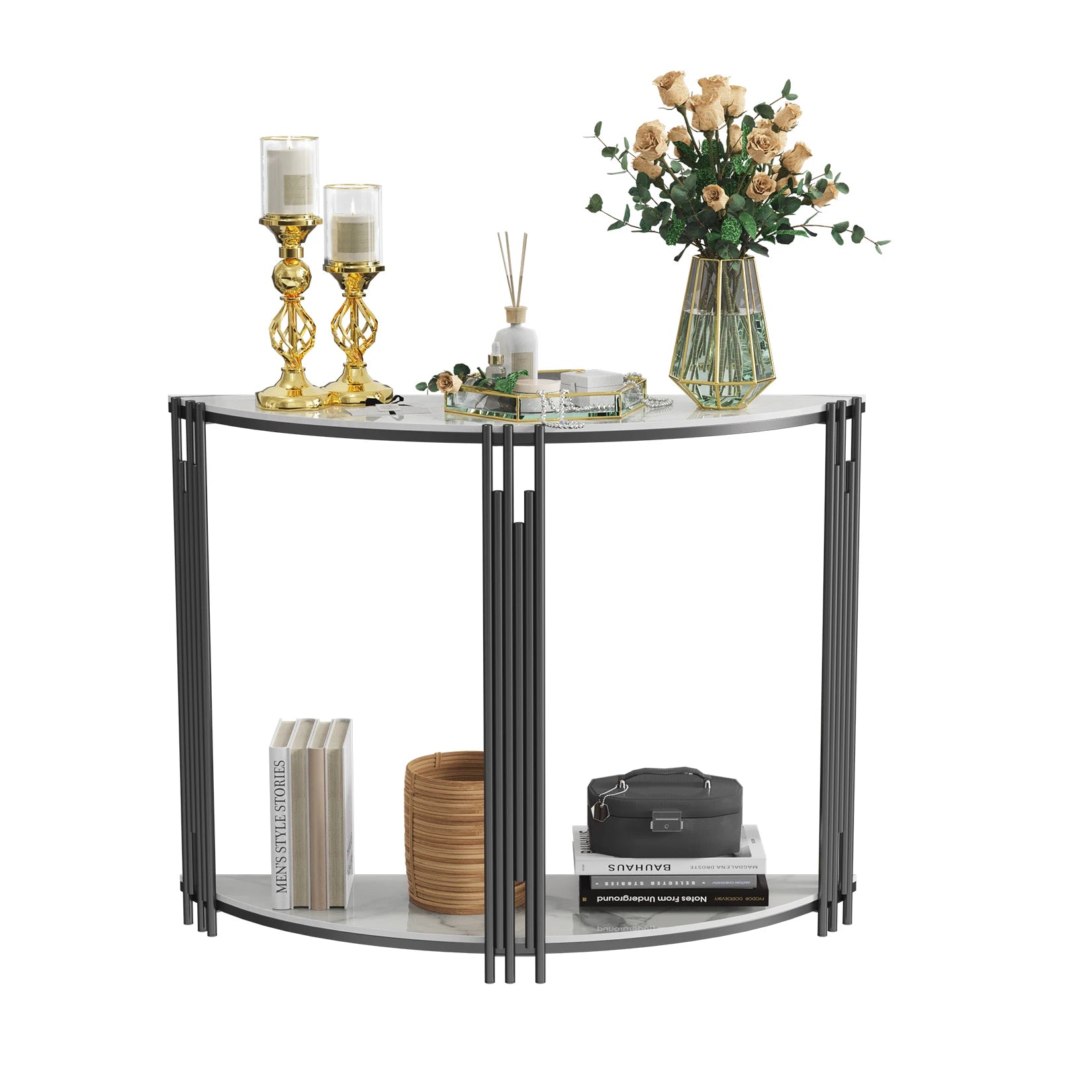 Half Moon Marble Console Table
