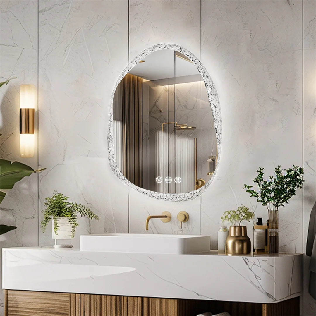 Defogging LED Wall Mirror Anti-Fog Technology with Energy-Efficient Lighting for Clear Bathroom Reflection