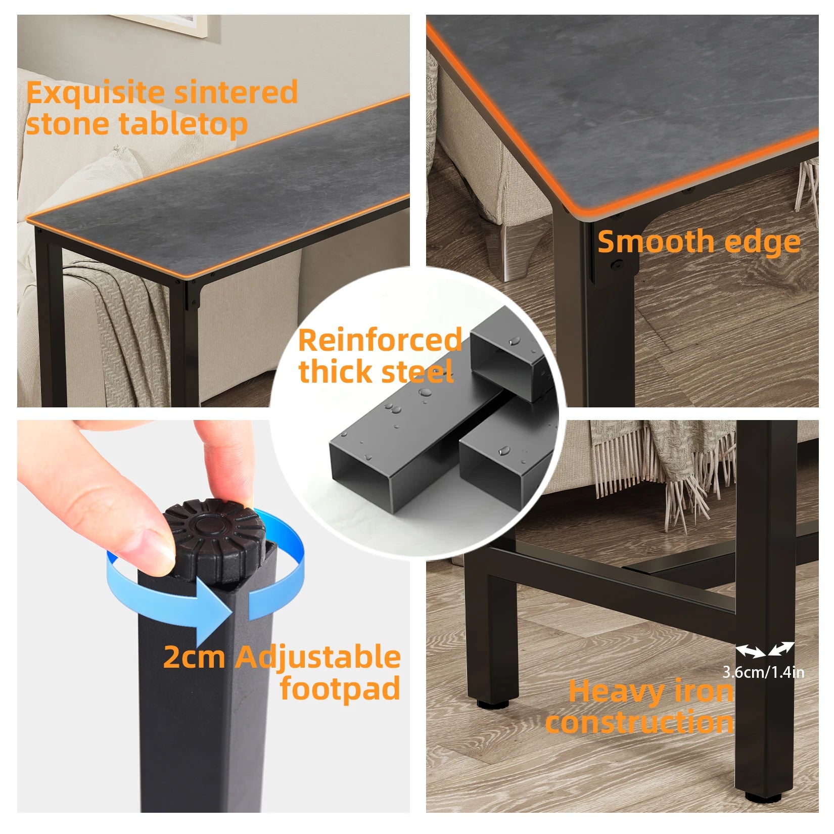 Sintered Stone Coffee Table Durable Heat-Resistant Surface with Modern Design and Sturdy Base
