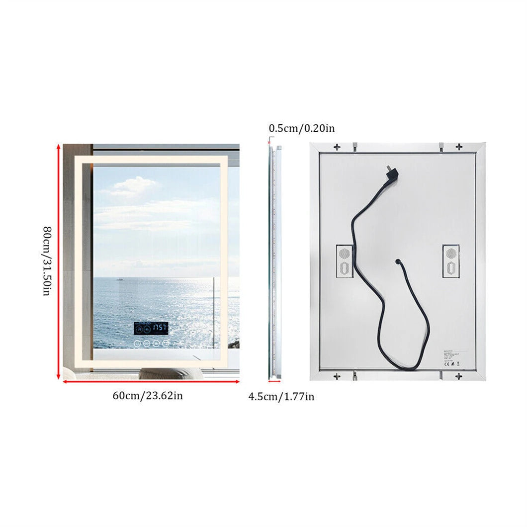 Smart LED Bathroom Mirror with Touch Controls, Adjustable Brightness, and Anti-Fog Technology