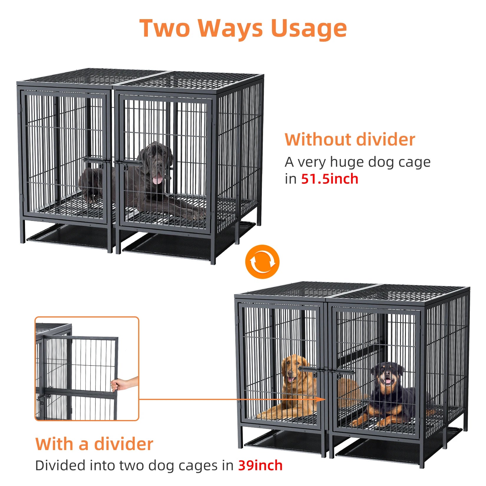 Oversized Iron Dog Cage Heavy Duty Secure and Spacious Crate for Large Dogs