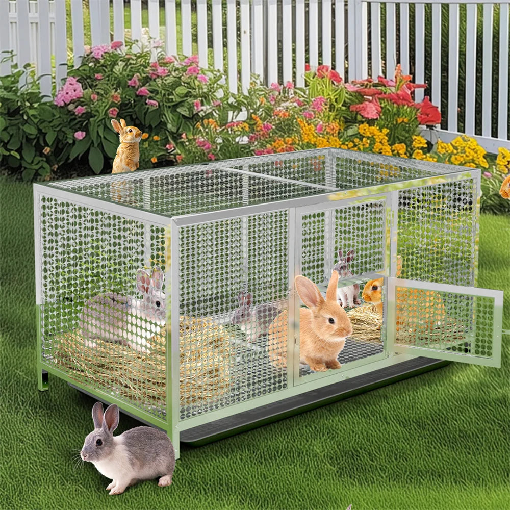 Heavy Duty Stainless Steel Chicken Coop Poultry Duck Cage Rabbit Bird Cage House with Waterproof Cover Removable Tray