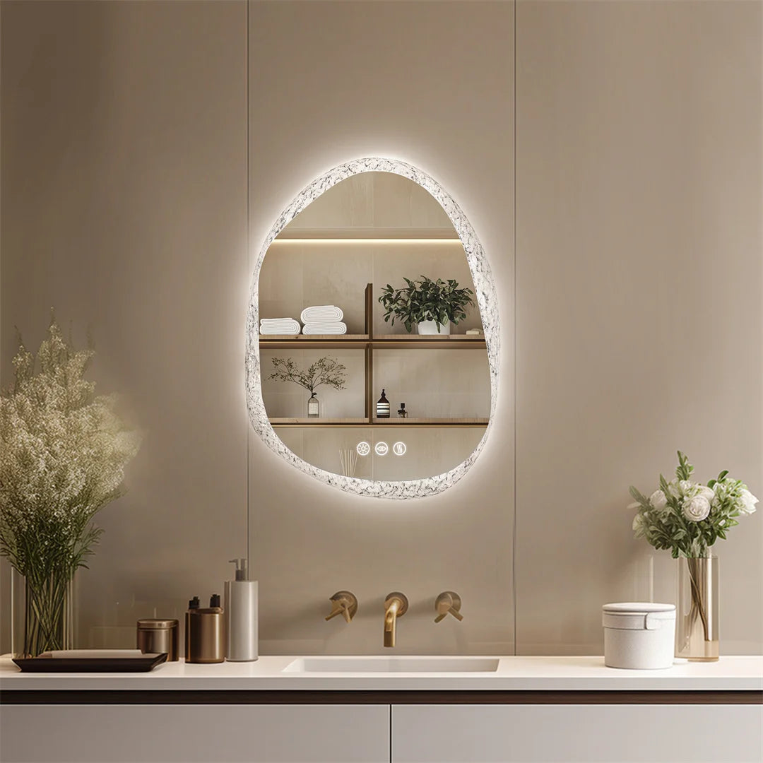 Defogging LED Wall Mirror Anti-Fog Technology with Energy-Efficient Lighting for Clear Bathroom Reflection