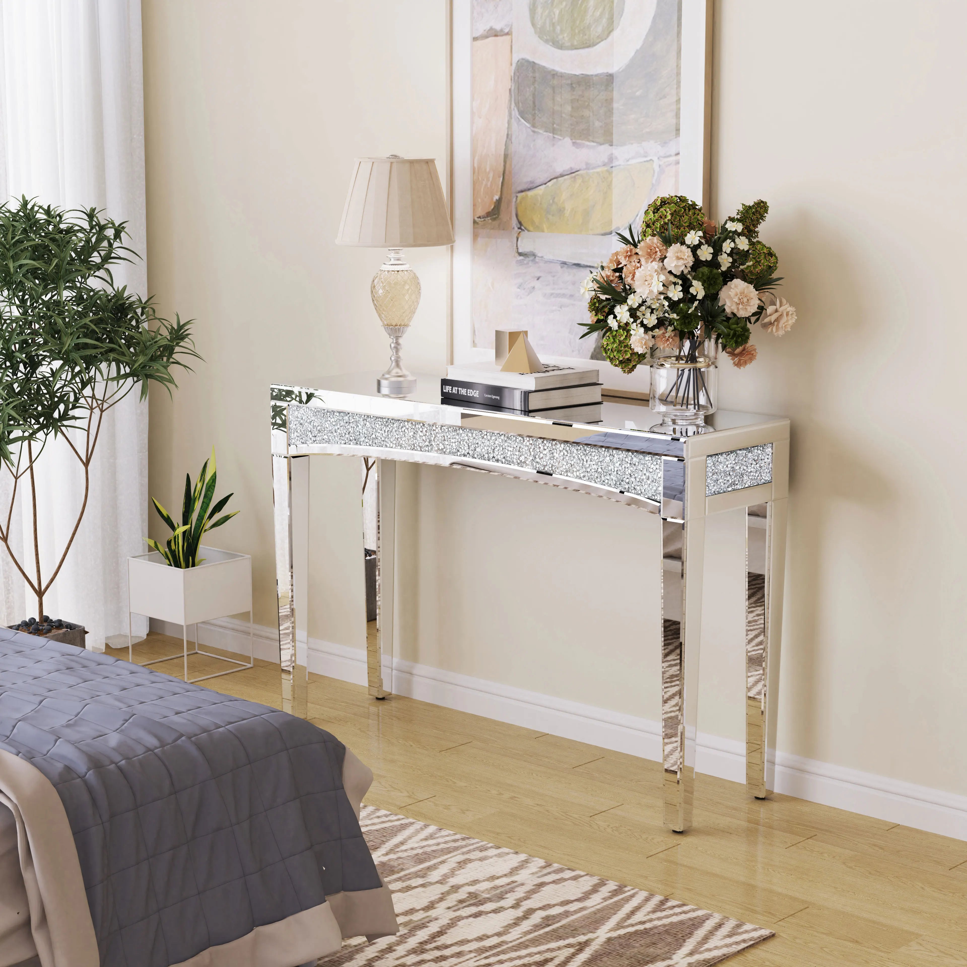 Silver Mirror Console Table