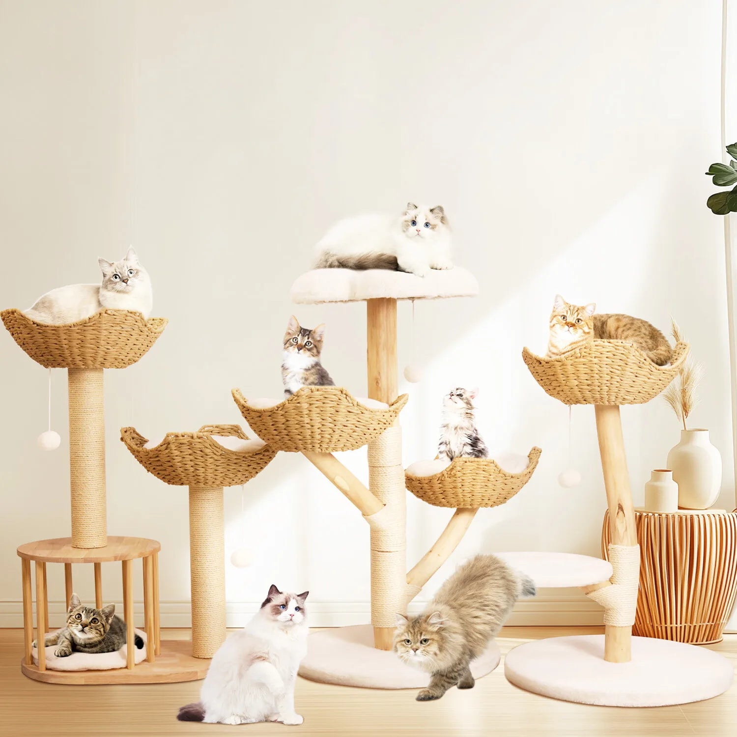 Modern Cat Tree Stylish Multi-Level Climbing Tower with Cozy Perches and Durable Design