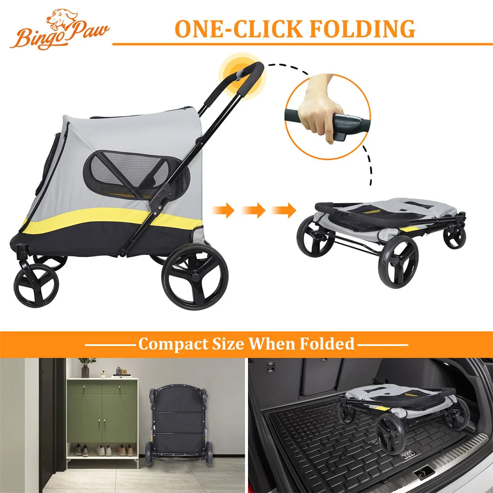 Foldable Dog Stroller Lightweight Portable Travel Carrier with Durable Frame for Small to Medium Dogs