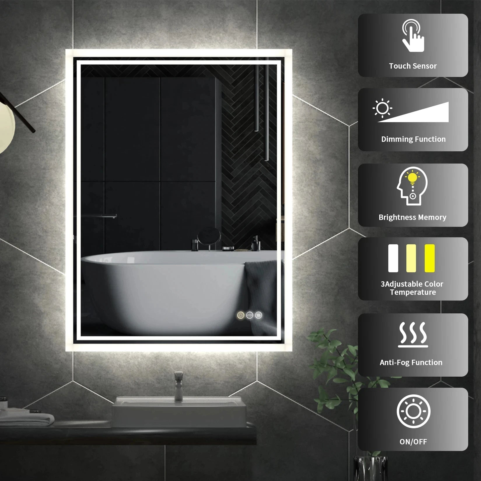 Anti-Fog Backlit Bathroom Mirror with LED Lighting and Clear Reflection for Modern Bathrooms