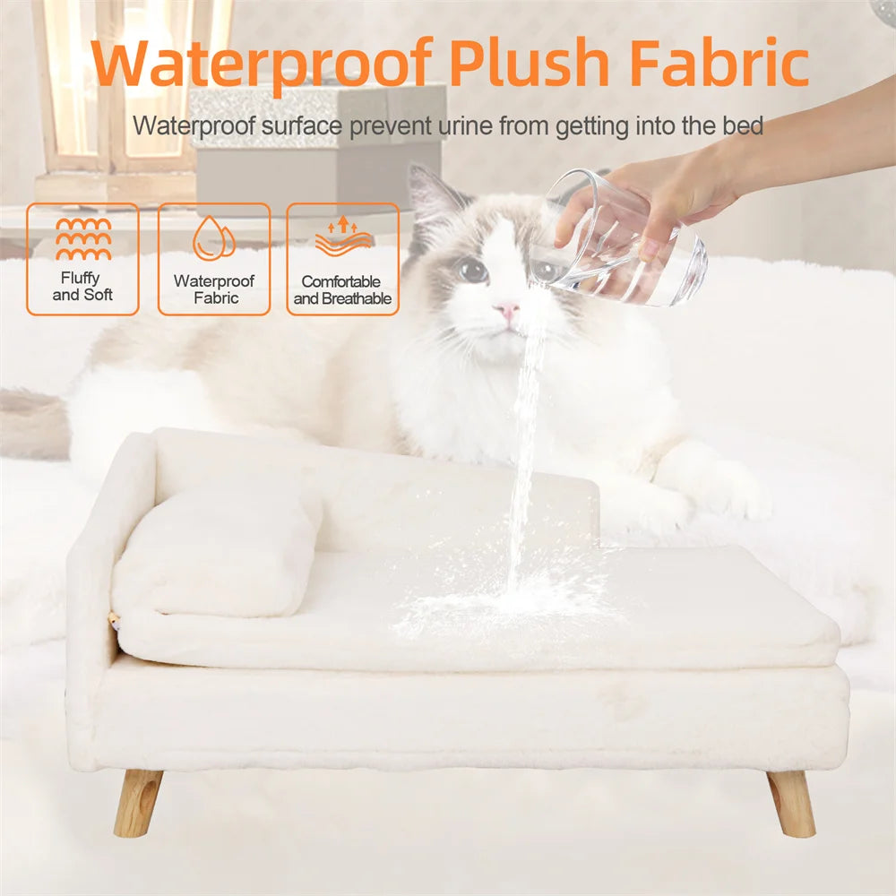 Luxury Dog Sofa Bed Ultra-Soft Plush Upholstery with Supportive Cushion for Ultimate Comfort