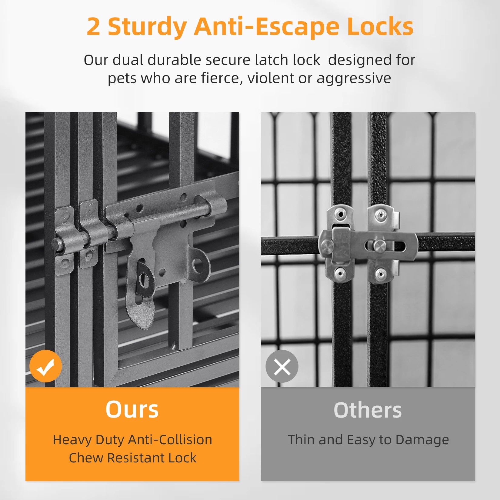Heavy Duty Dog Crate with Secure Steel Frame and Escape-Proof Design for Large and Strong Dogs