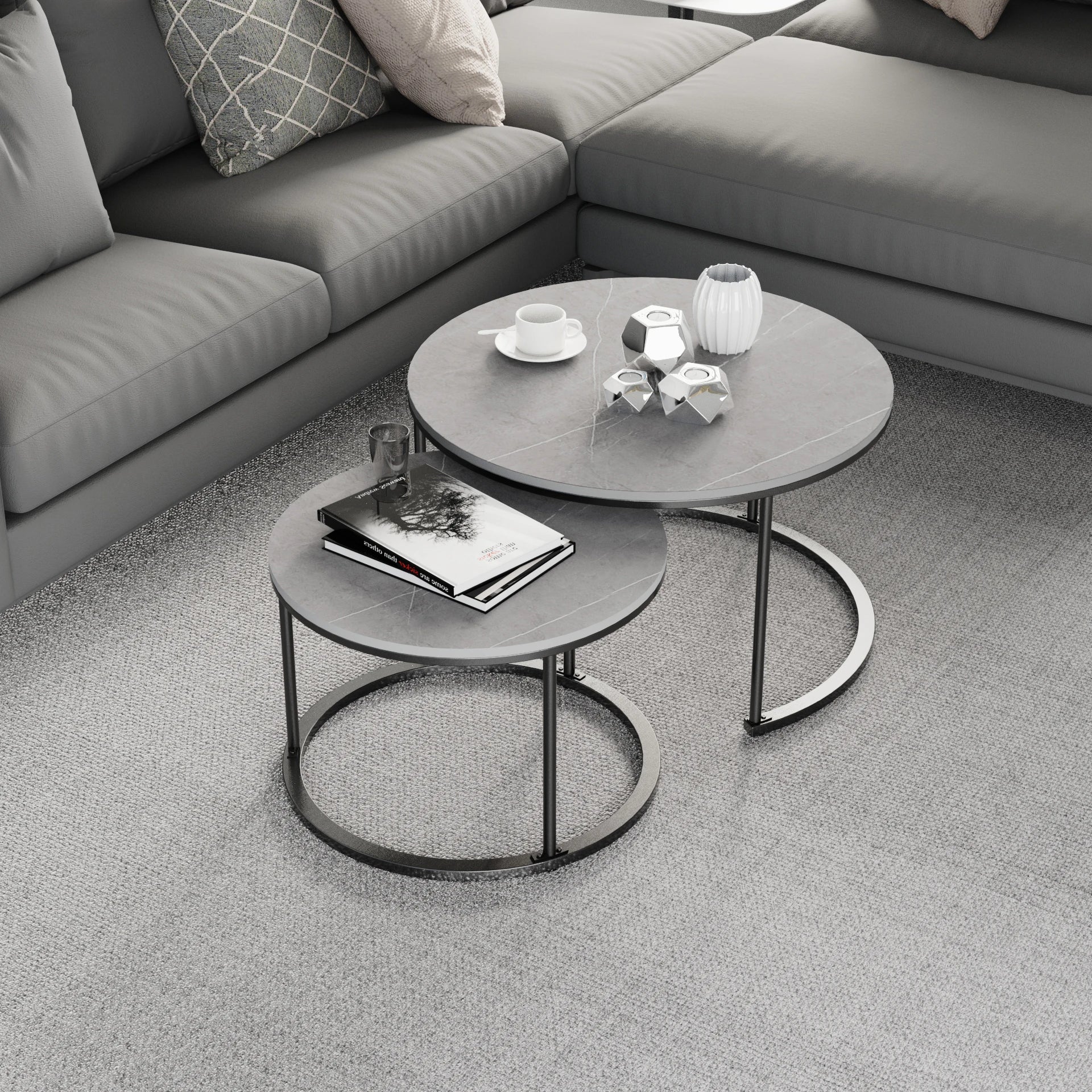 Sintered Stone Accent Tables Set Durable Heat-Resistant Surfaces with Modern Stylish Design