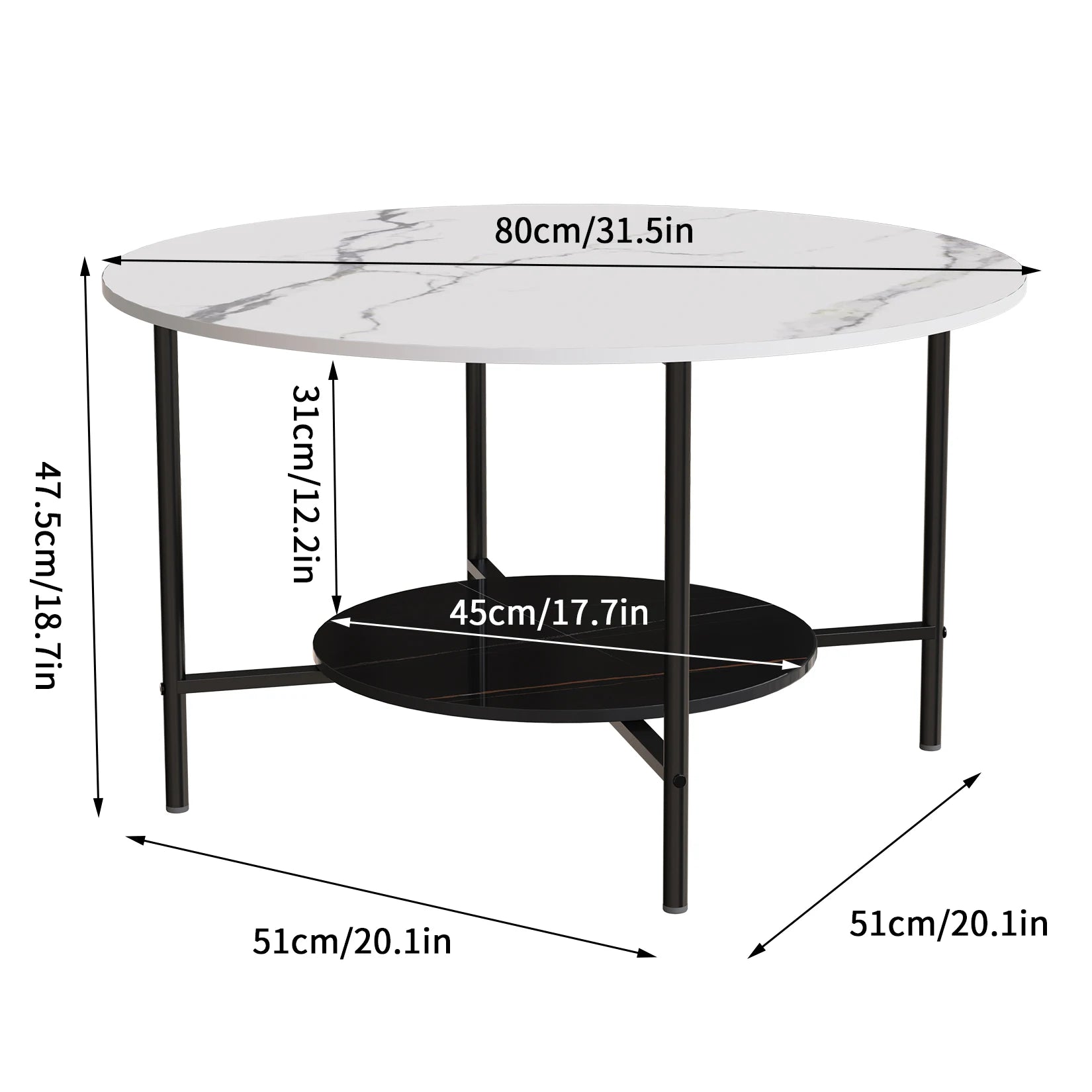 32" Marble Coffee Table