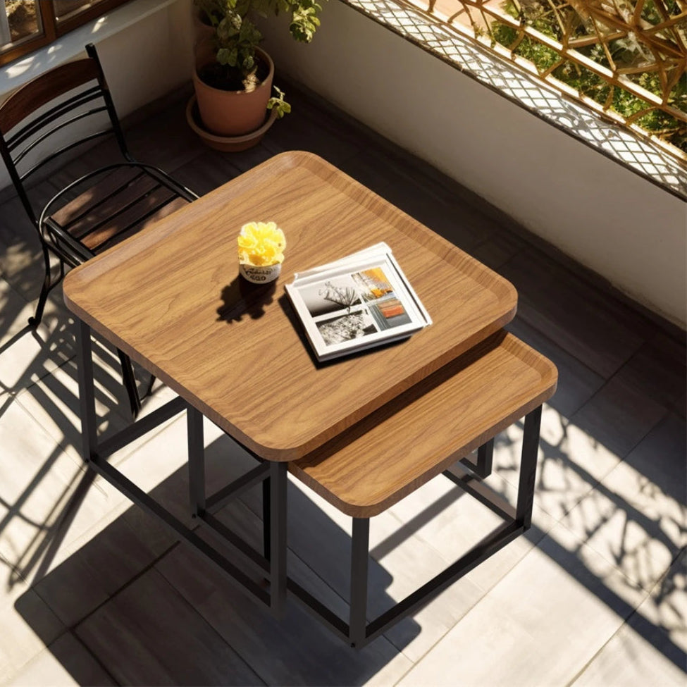 Drop-Shaped Wooden Coffee Table Set 2-in-1