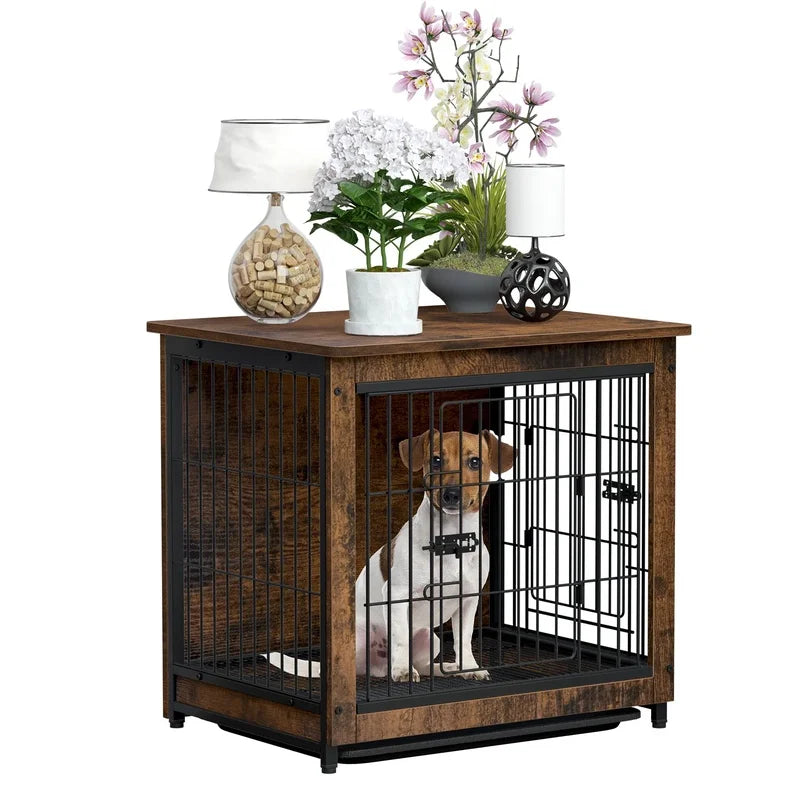 Wooden Pet Crate Table with Stylish Space-Saving Design for Pet Safety and Home Decor
