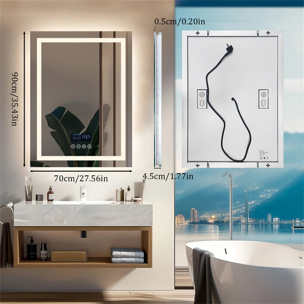 Smart LED Bathroom Mirror with Touch Controls, Adjustable Brightness, and Anti-Fog Technology