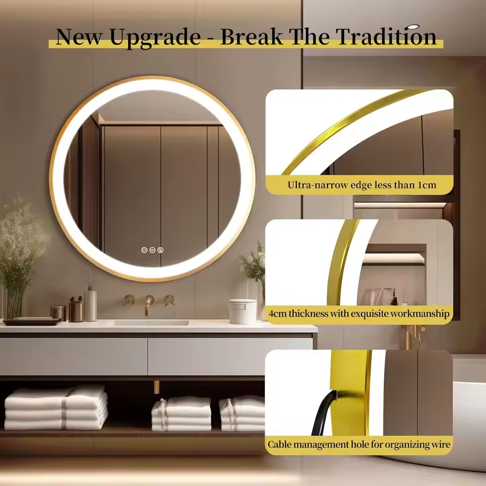 24" Round Frameless Bathroom Mirror – Classic Elegance & Durability