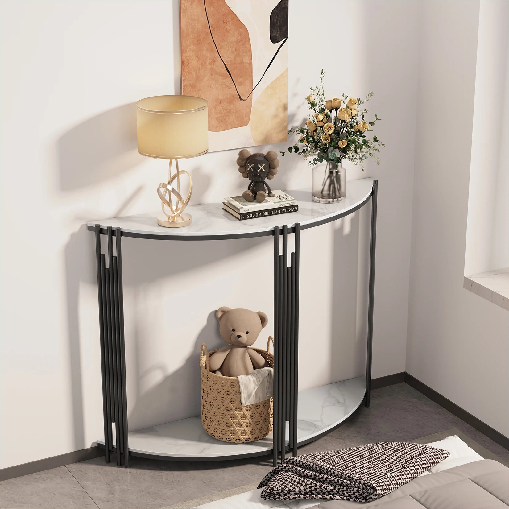 Half Moon Marble Console Table