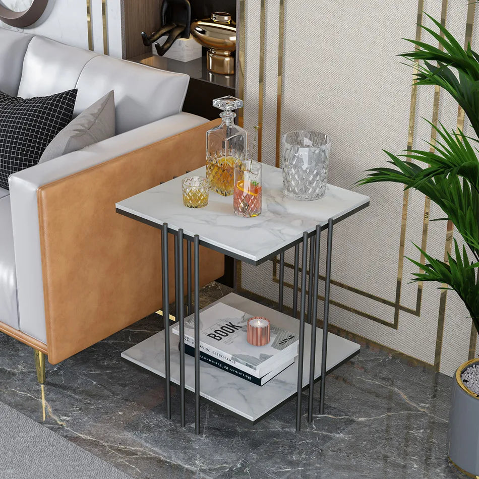 Marble Side Table Elegant Design with Durable Stone Top and Sturdy Frame for Living Rooms