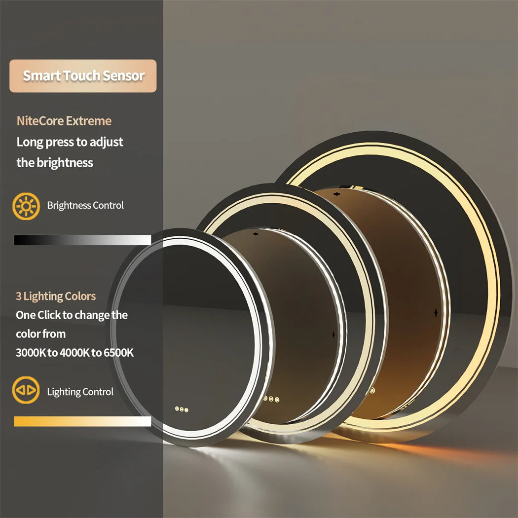 HD Round Bathroom Mirror High-Definition Reflection with Anti-Fog and LED Lighting