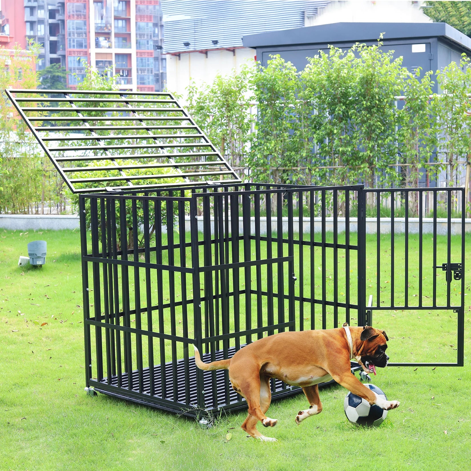 Heavy Duty Dog Crate with Secure Steel Frame and Escape-Proof Design for Large and Strong Dogs