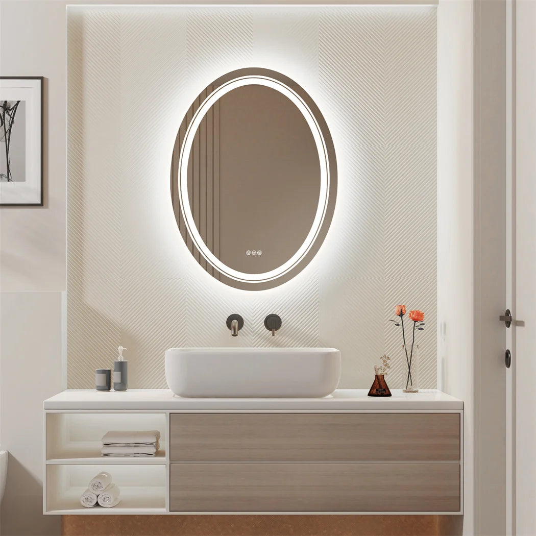 Touch Sensor Makeup Mirror with Adjustable LED Lighting and Anti-Fog Feature for Perfect Reflection