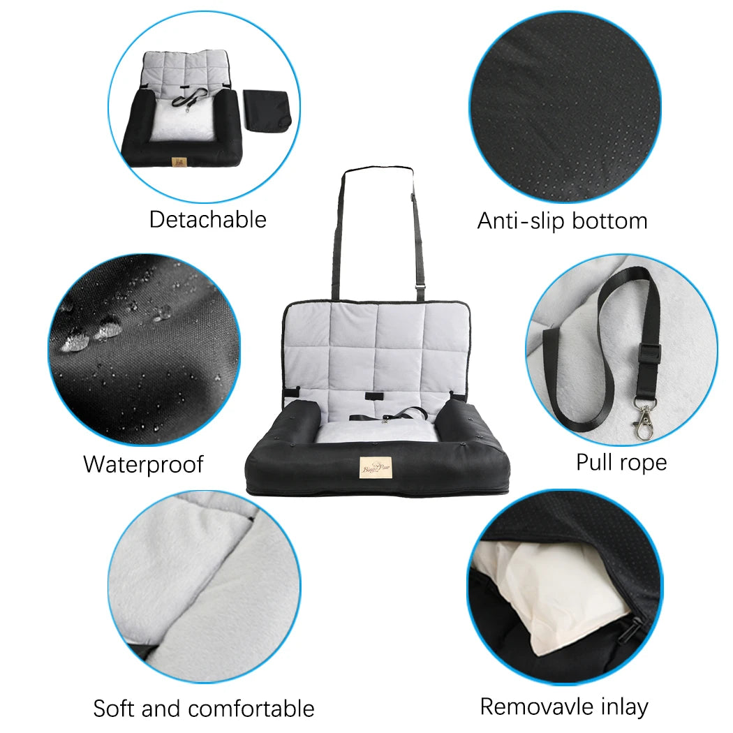 Waterproof Car Seat Bed for Dogs Durable, Cozy Travel Cushion with Non-Slip Backing and Easy Clean Design