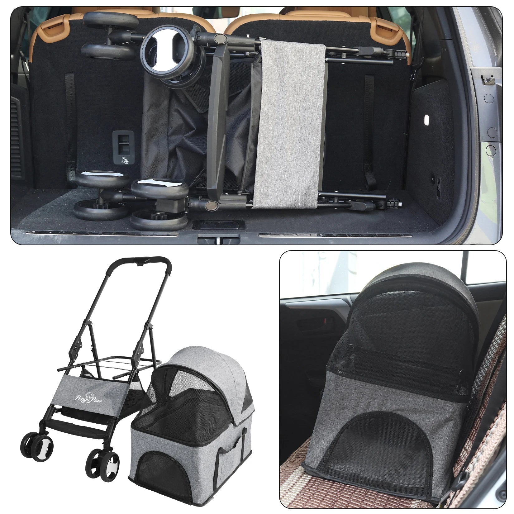 Luxury Foldable Pet Stroller Lightweight Travel Carrier with Comfortable Seating for Small Dogs and Cats