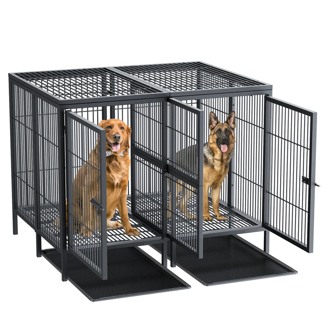 Heavy Duty Dog Cage with Reinforced Steel Frame and Secure Lock for Strong and Large Dogs