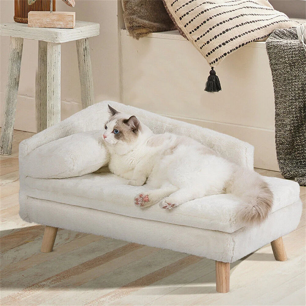 Luxury Dog Sofa Bed Ultra-Soft Plush Upholstery with Supportive Cushion for Ultimate Comfort