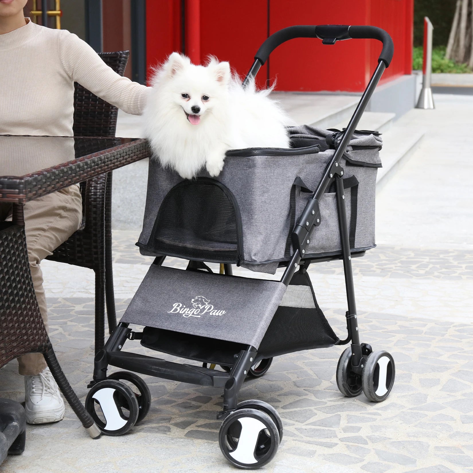Luxury Foldable Pet Stroller Lightweight Travel Carrier with Comfortable Seating for Small Dogs and Cats