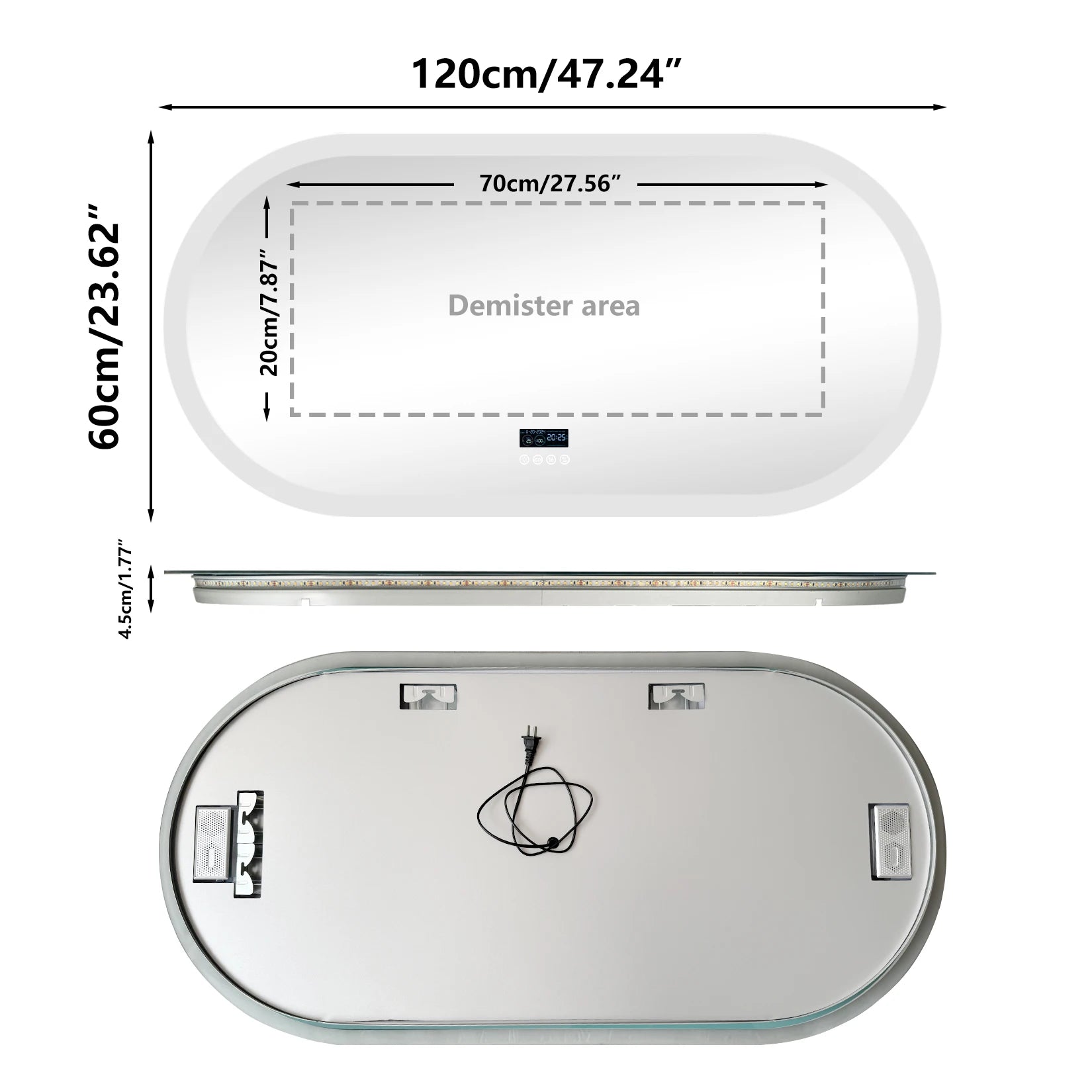 Bluetooth Vanity Mirror with Built-In Speakers, Touch Controls, and Adjustable LED Lighting