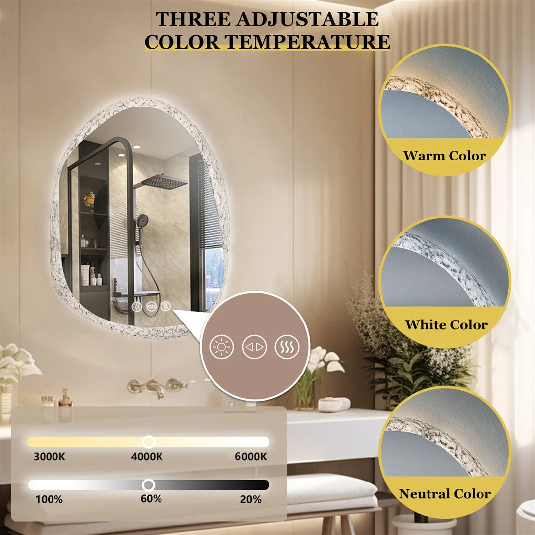 Defogging LED Wall Mirror Anti-Fog Technology with Energy-Efficient Lighting for Clear Bathroom Reflection