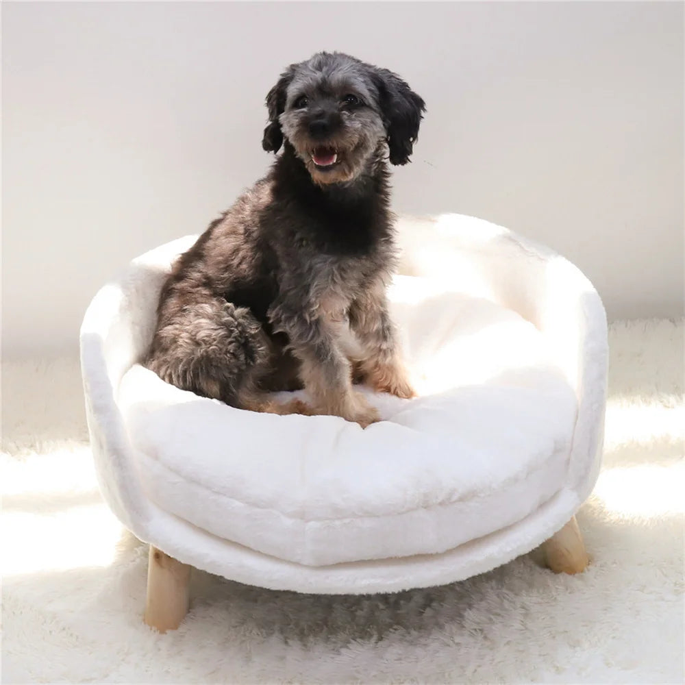 Ultra Soft Pet Sofa Bed Plush Comfort with Supportive Cushion for Small and Medium Pets