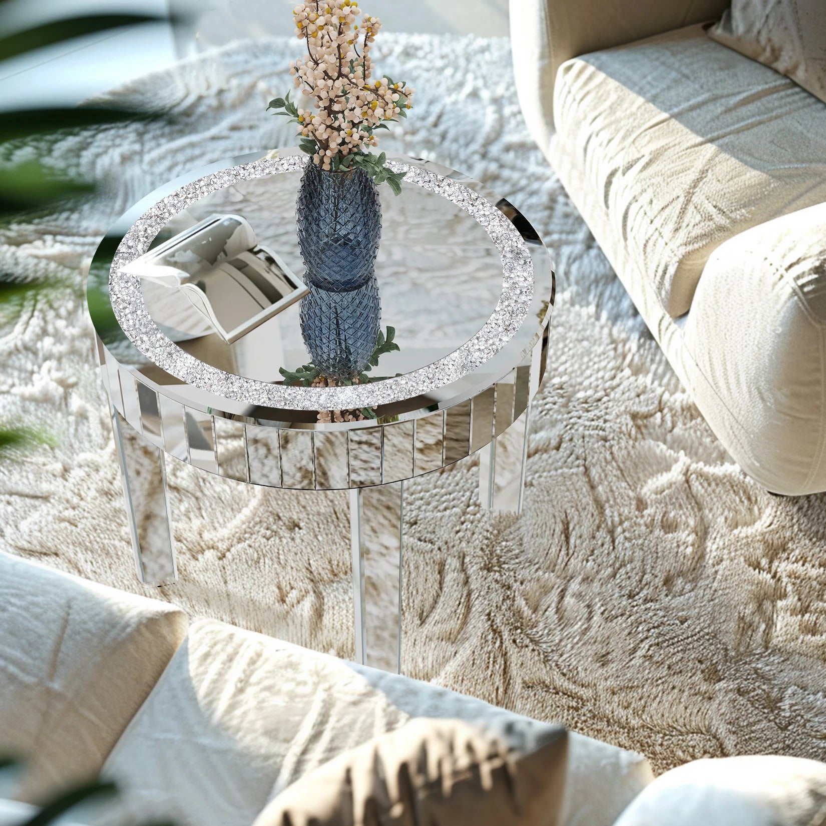Crushed Crystal Mirror Table