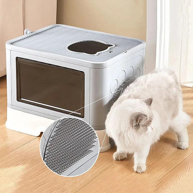Foldable Enclosed Cat Litter Box Compact and Portable Privacy Solution for Cats