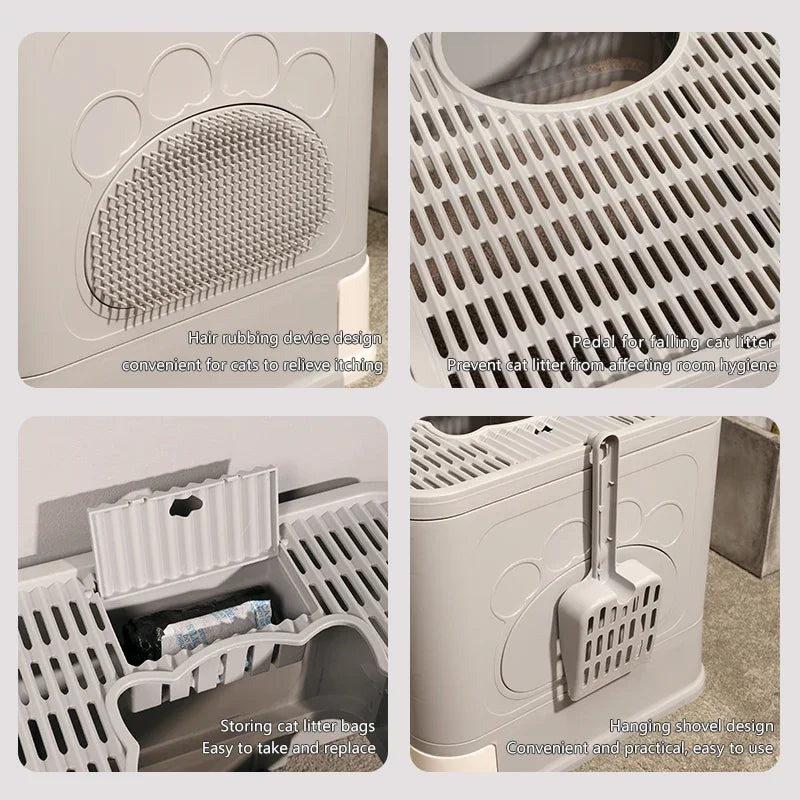 Foldable Enclosed Cat Litter Box Compact and Portable Privacy Solution for Cats