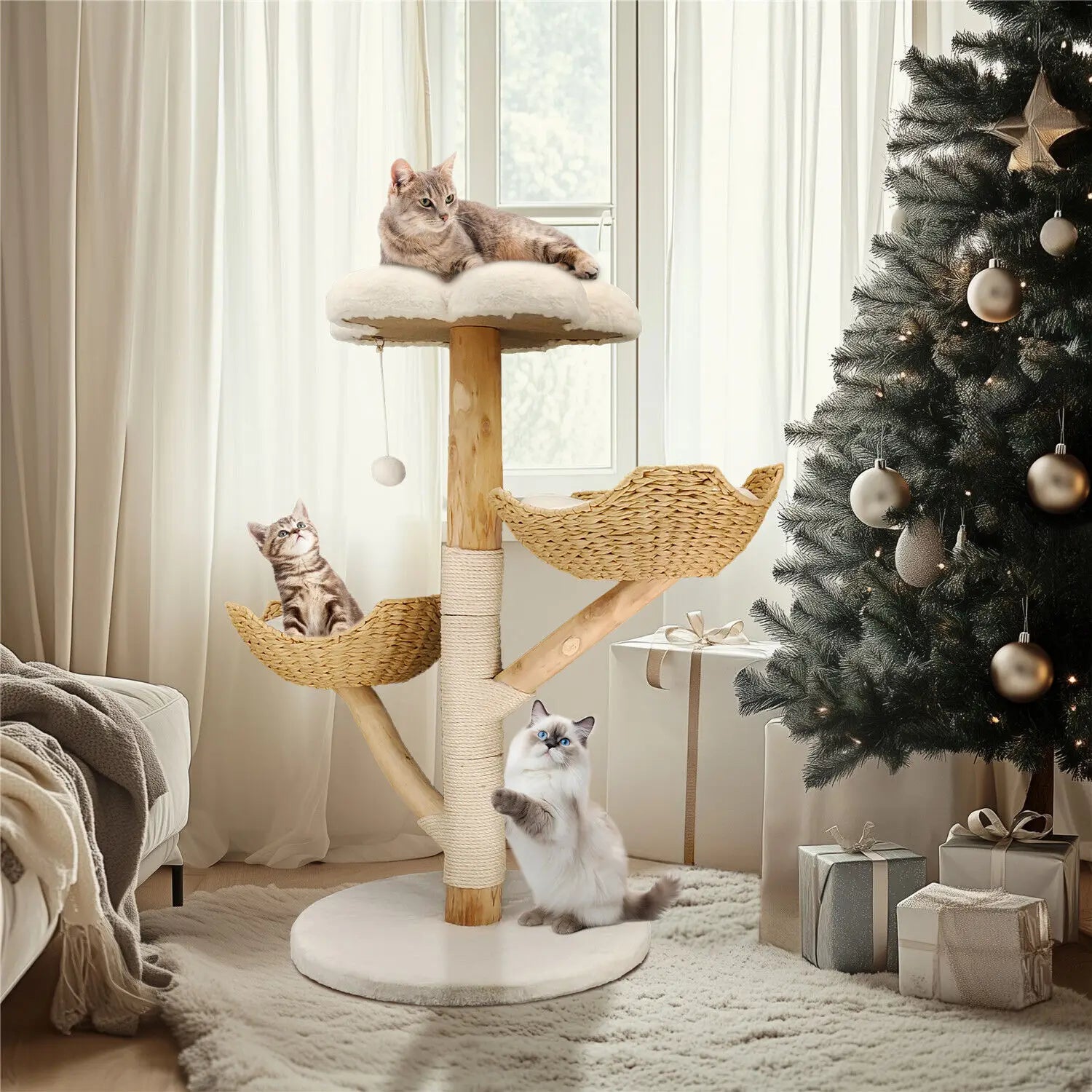 Modern Cat Tree Stylish Multi-Level Climbing Tower with Cozy Perches and Durable Design