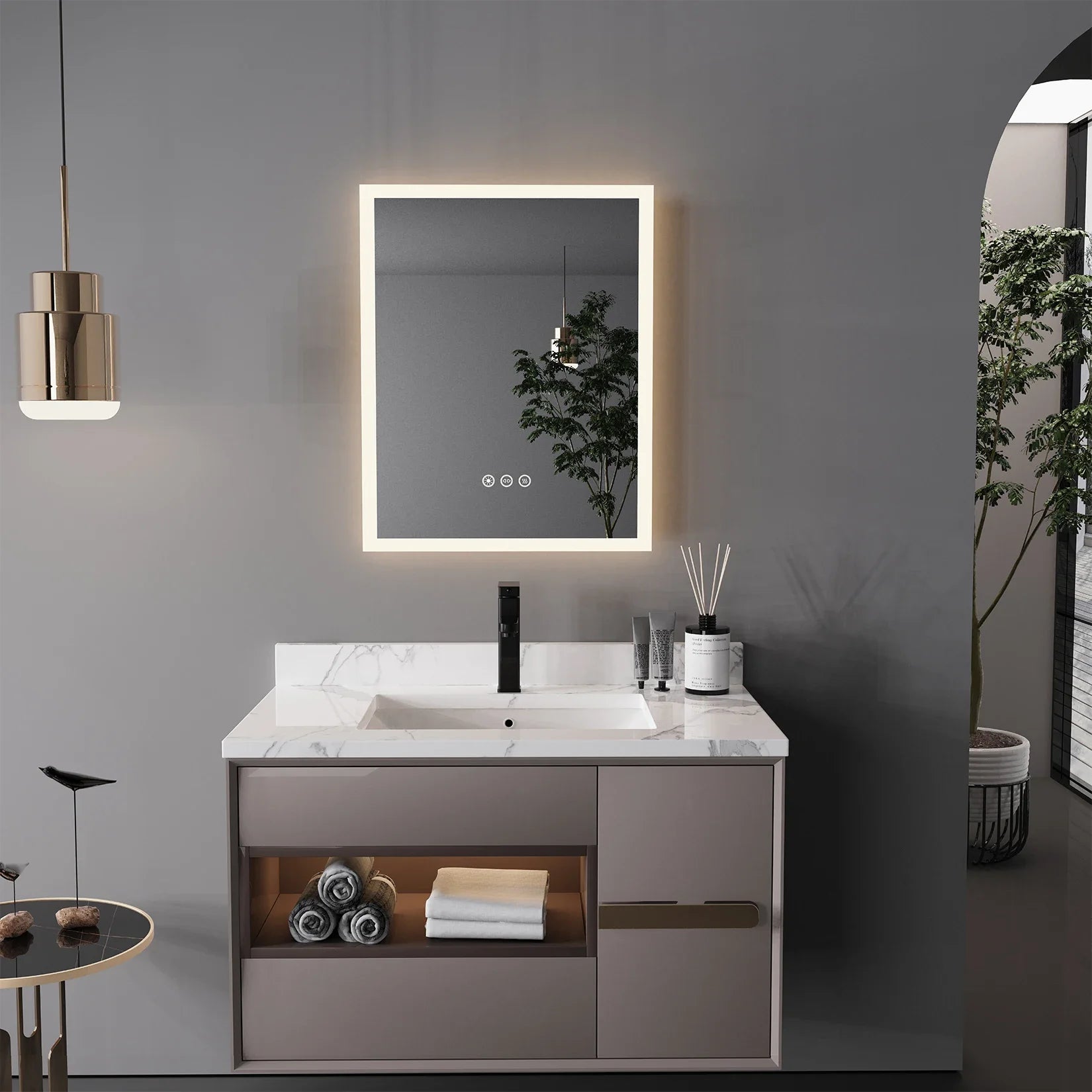 Compact LED Bathroom Mirror Space-Saving Design with Bright Energy-Efficient Lighting