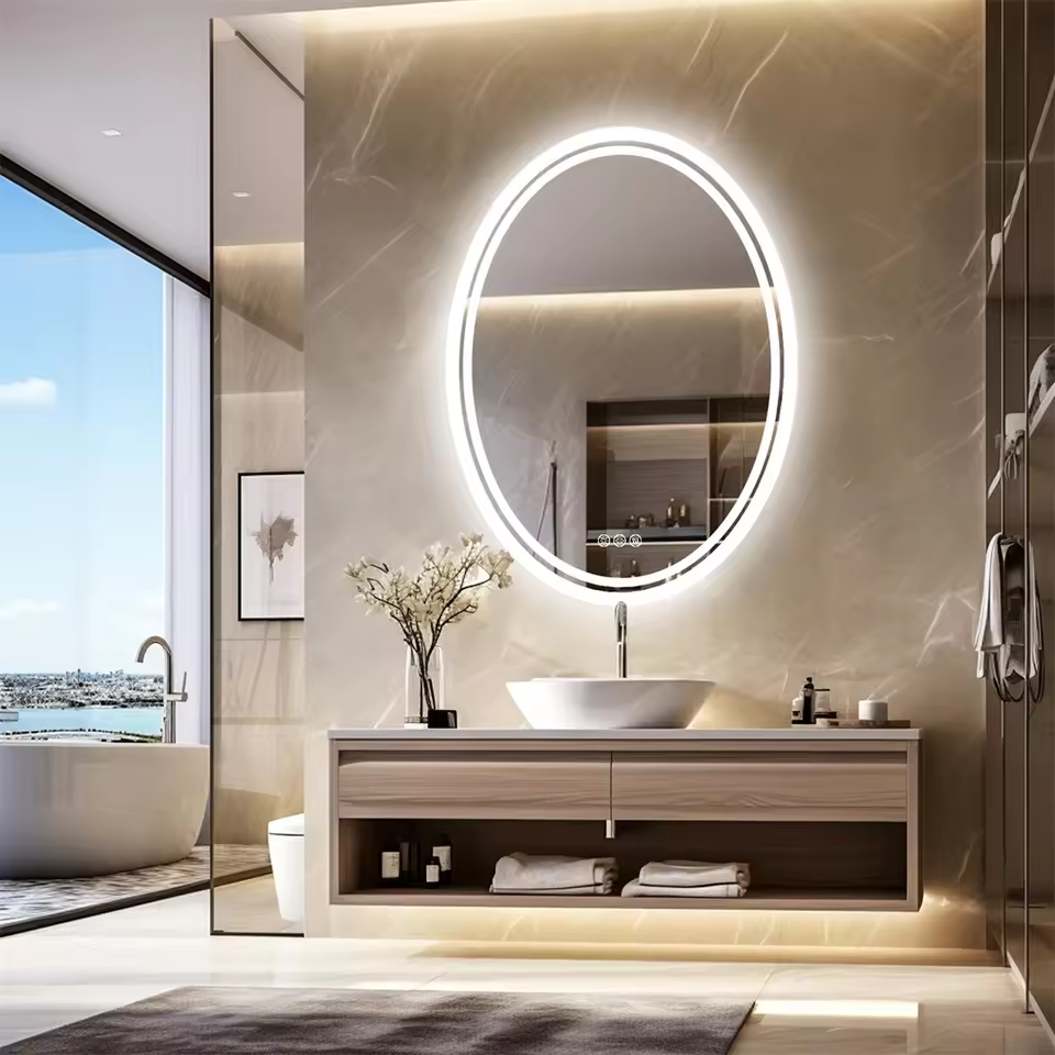 24" Round Frameless Bathroom Mirror – Sleek & Modern Design