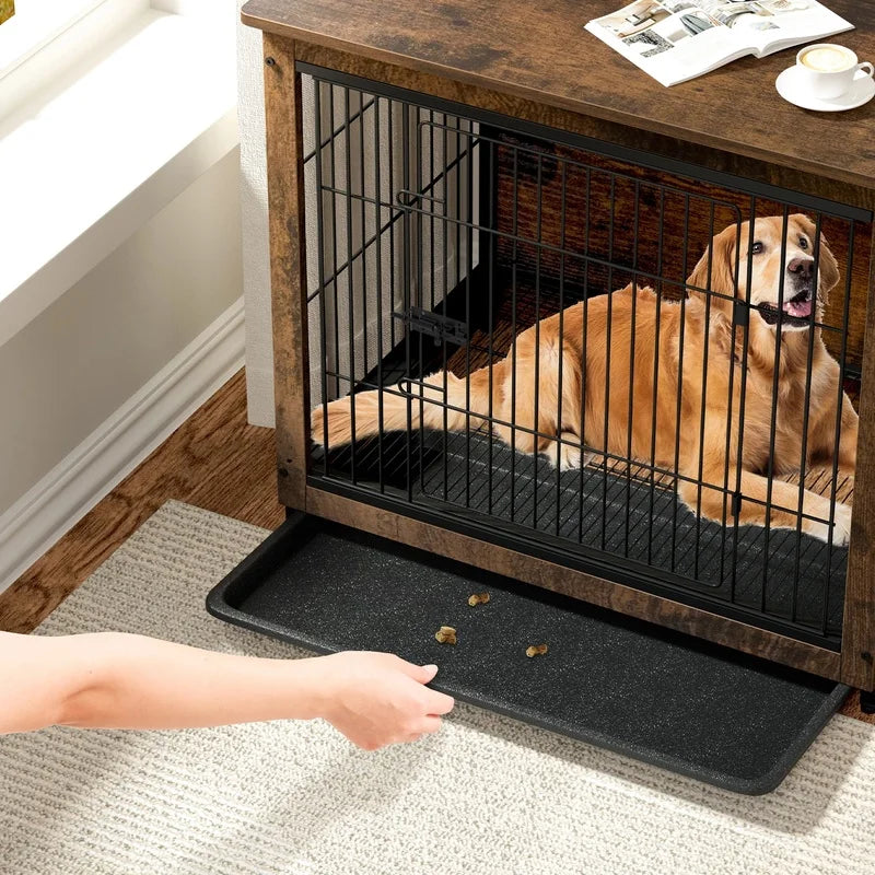 Wooden Pet Crate Table with Stylish Space-Saving Design for Pet Safety and Home Decor