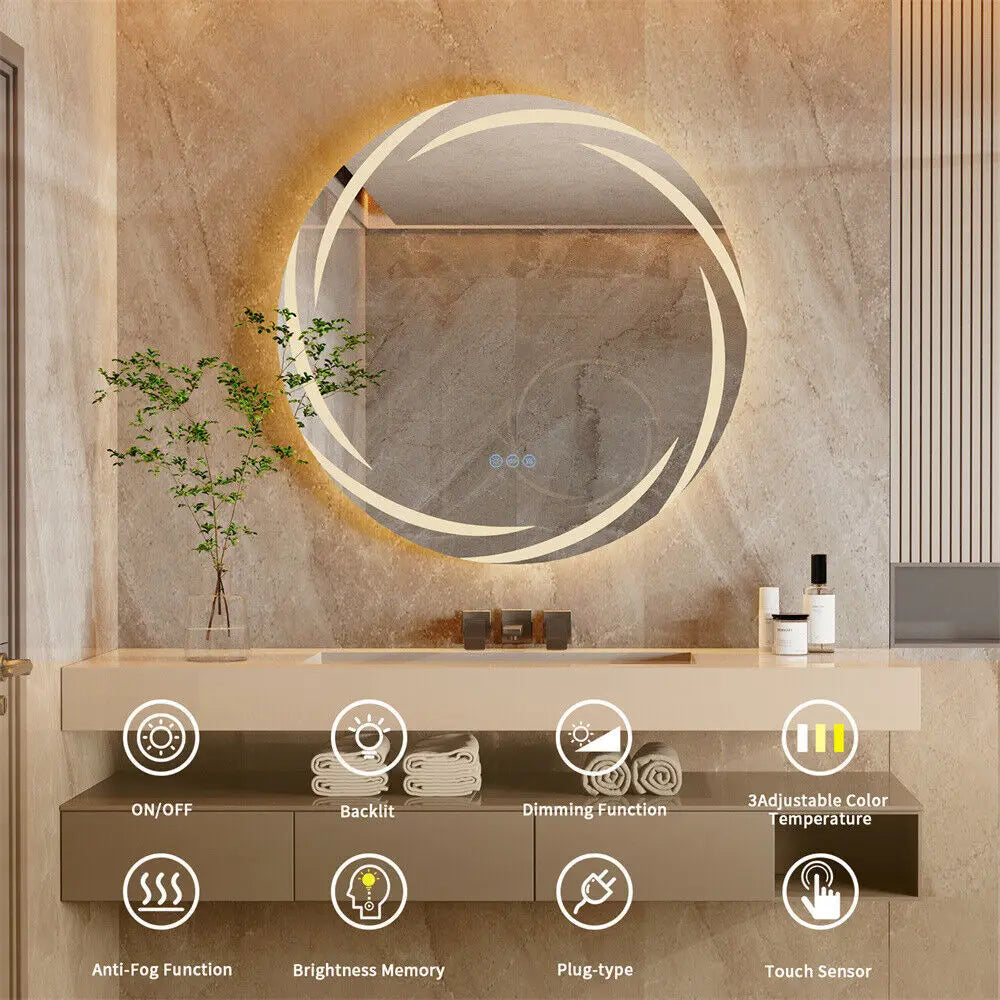 Anti-Fog Vanity Mirror Clear Reflection with Built-In Defogger and Adjustable Brightness