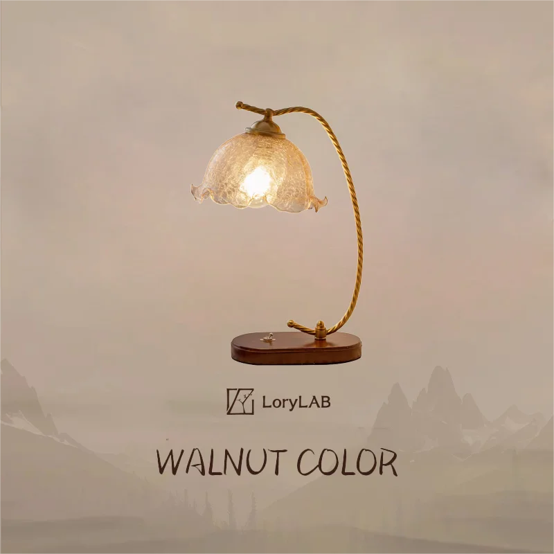 Retro Wood Desk Lamp Vintage-Inspired Design with Warm Ambient Lighting for Home and Office