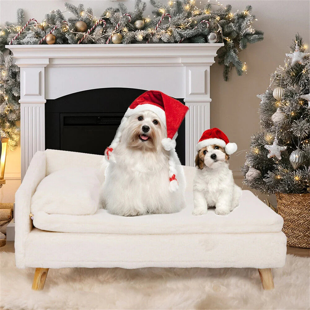 Luxury Dog Sofa Bed Ultra-Soft Plush Upholstery with Supportive Cushion for Ultimate Comfort