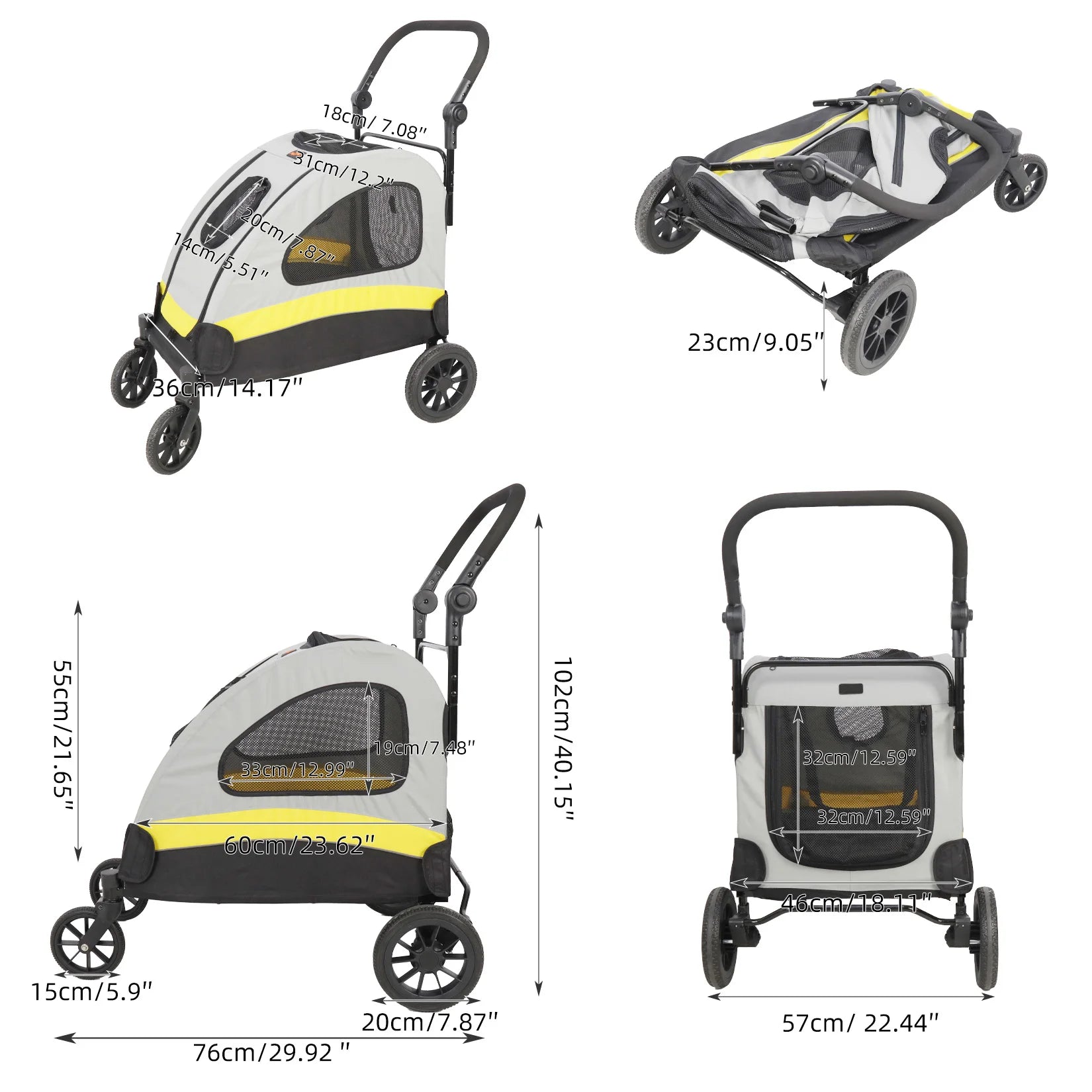 Pet Portable Jogger Lightweight Foldable Running Stroller for Small to Medium Dogs